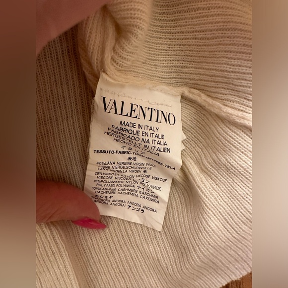 RED Valentino Beige Ruffle Front Sweater Size Small - Picture 7 of 9